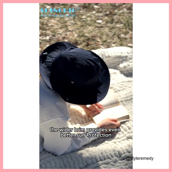 Waterproof Nylon Bucket Sun Hat UPF50+ Wide Brim Foldable Floppy main image 6